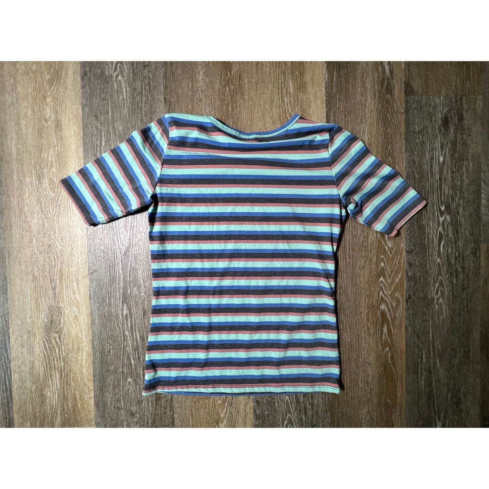 LuLaRoe Striped T-Shirt Women Medium Multi-Color Short Sleeve Scoop Neck Top - Picture 6 of 7